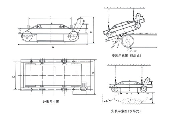 RCDD干式自卸式电磁除铁器外形尺寸图