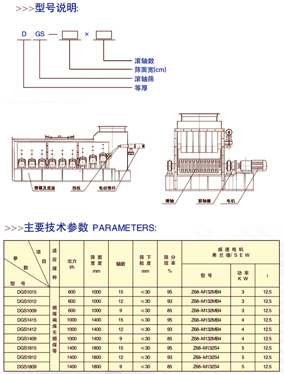 等厚滚轴筛技术参数